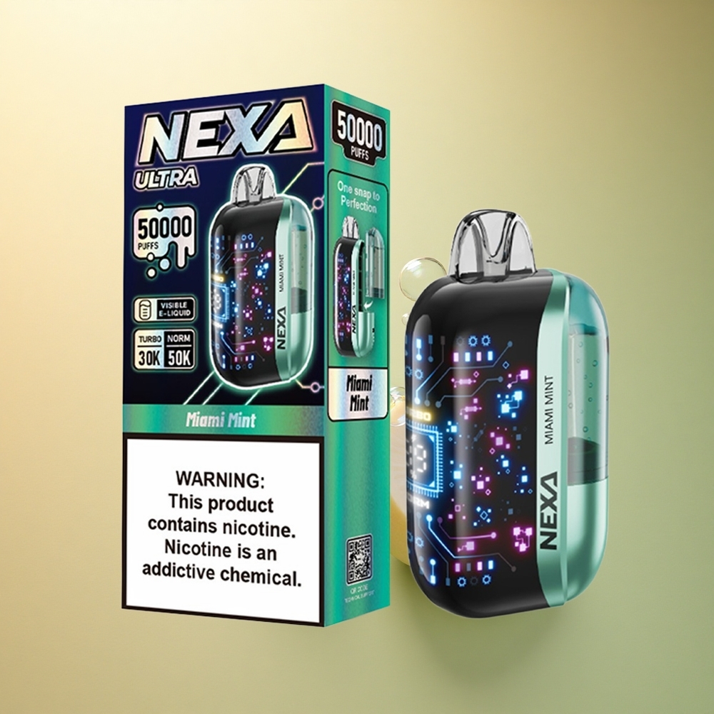 NEXA Ultra 50000 Puffs מינט מיאמי עם 20 מל ו-5% ניקוטין