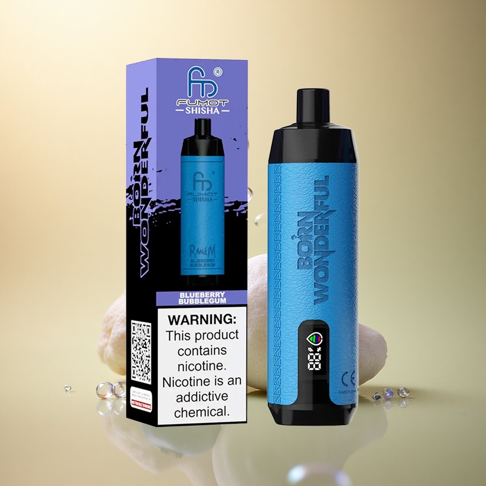 RandM Fumot Shisha 10000 Puffs בלובארי מסטיק עם ניקוטין 0.5% וסוללה 850 mAh