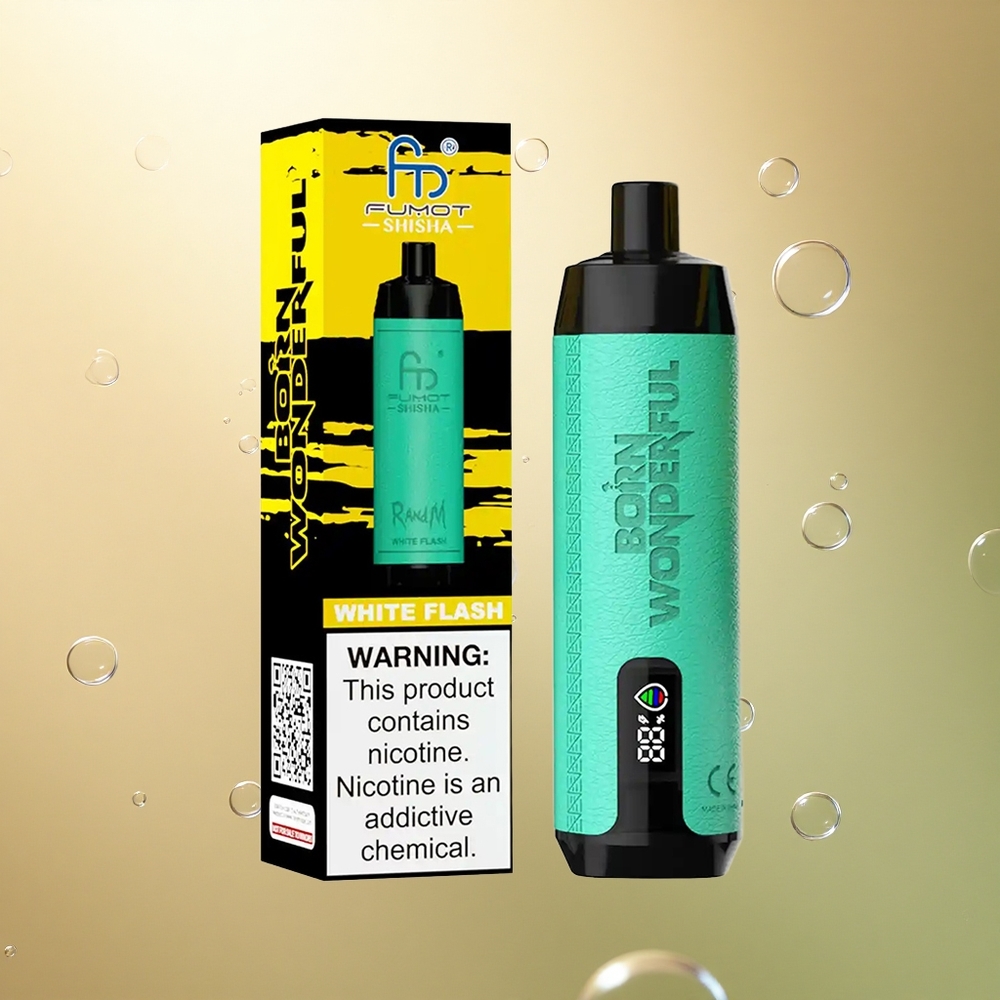 RandM Fumot Shisha 10000 Puffs הבזק לבן עם סוללת 850 mAh וניקוטין 0.5%
