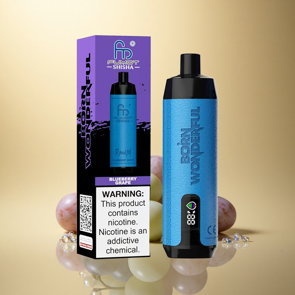 RandM Fumot Shisha 10000 Puffs ענבים כחולים עם סוללת 850 mAh וניקוטין 0.5%