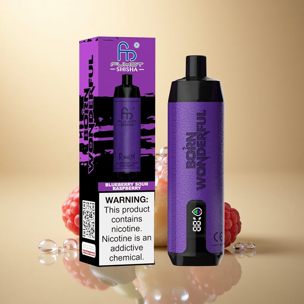 RandM Fumot Shisha 10000 Puffs אוכמניות חמוצות פטל עם סוללת 850 mAh וניקוטין 0.5%