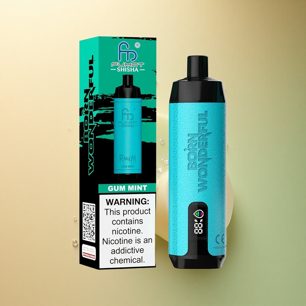 RandM Fumot Shisha 10000 Puffs מנטה מסטיק עם סוללת 850 mAh וניקוטין 0.5%