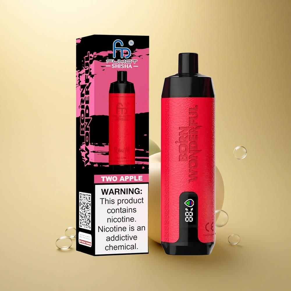 RandM Fumot Shisha 10000 Puffs שני תפוחים עם סוללת 850 mAh וניקוטין 0.5%