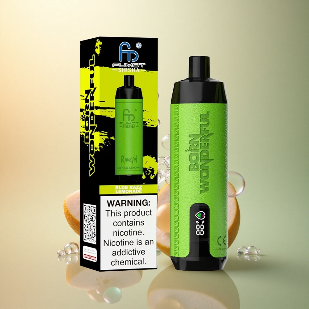 RandM Fumot Shisha 10000 Puffs לימונדת ראז כחולה עם סוללת 850 mAh וניקוטין 0.5%
