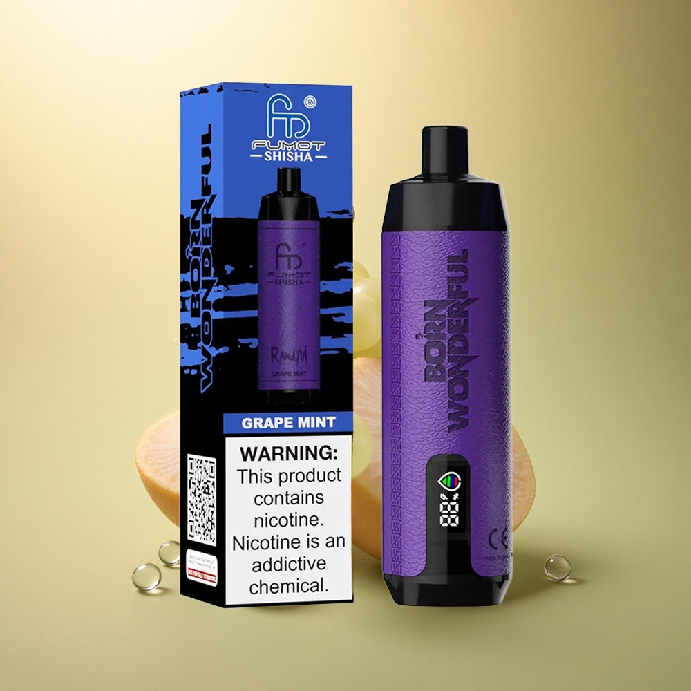 RandM Fumot Shisha 10000 Puffs ענב מנטה עם סוללת 850 mAh וניקוטין 0.5%