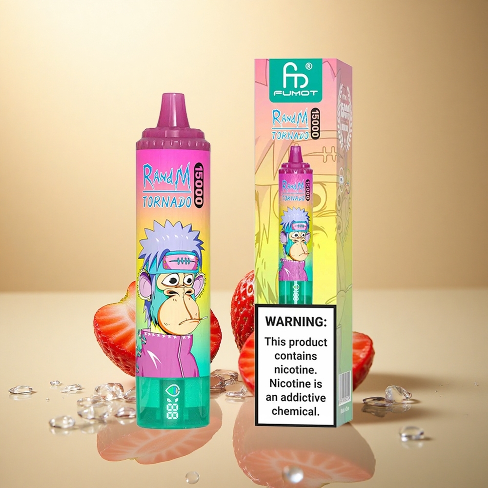 RandM Fumot Tornado 15000 Puffs תות שדה קפוא עם 5% ניקוטין ו-850mAh