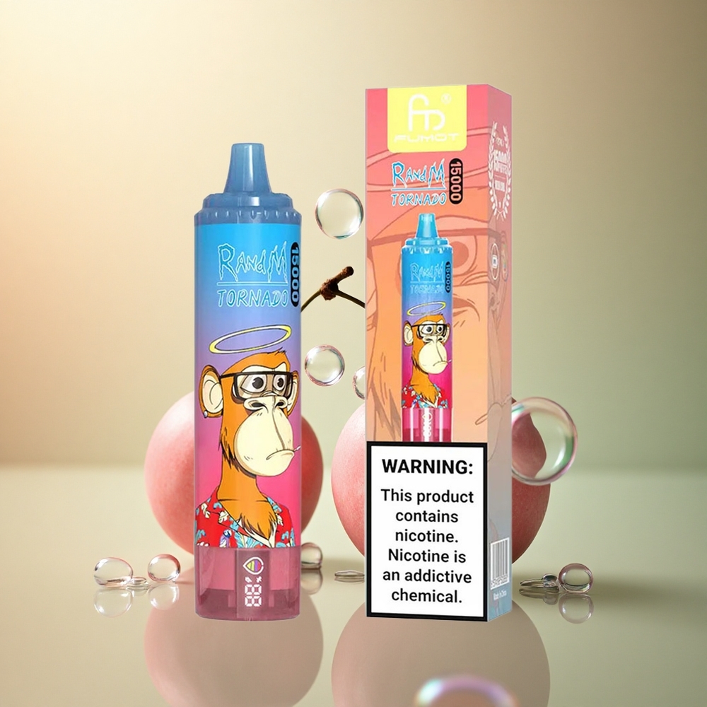 RandM Fumot Tornado 15000 Puffs דובדבן כחול ראז עם סוללת 850mAh ומסך LCD