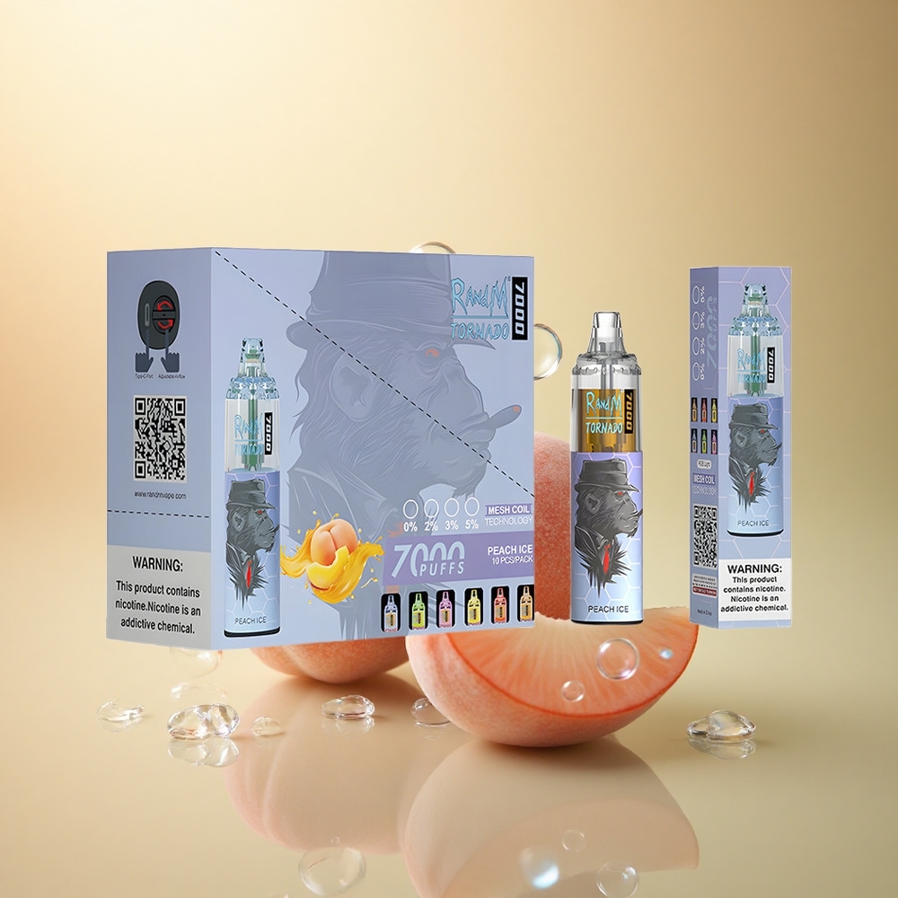 RandM Fumot Tornado 7000 Puffs אפרסק קרח עם סליל מש