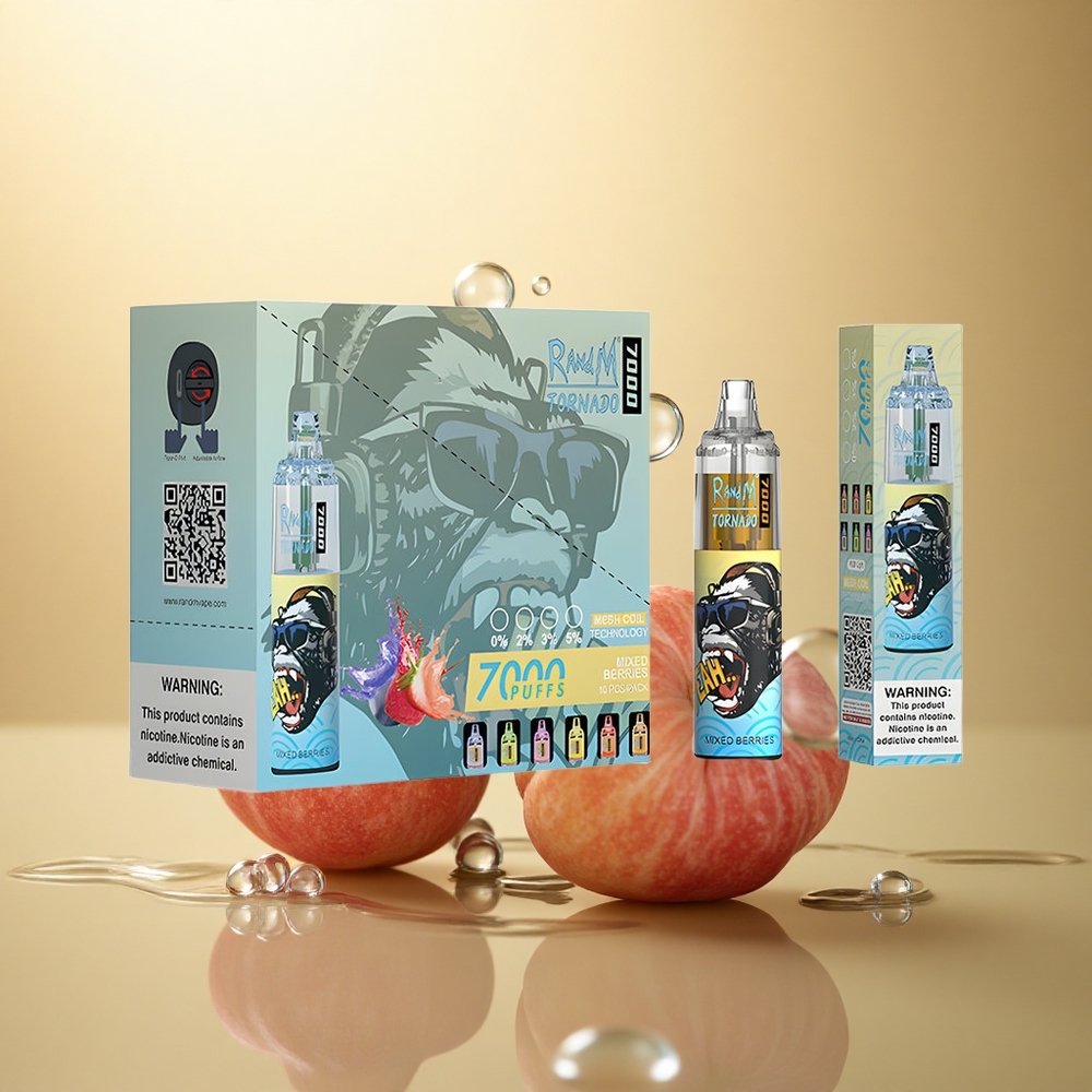 RandM Fumot Tornado 7000 Puffs ענבי יער מעורבים עם סליל משוט ומנהרה אוויר