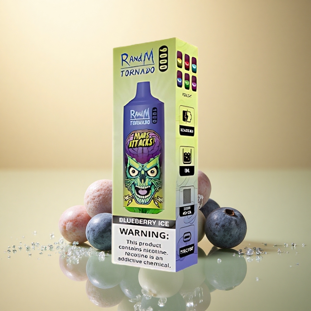 RandM Fumot Tornado 9000 Puffs ענבי קרח עם סוללה 850 mAh וסליל מש