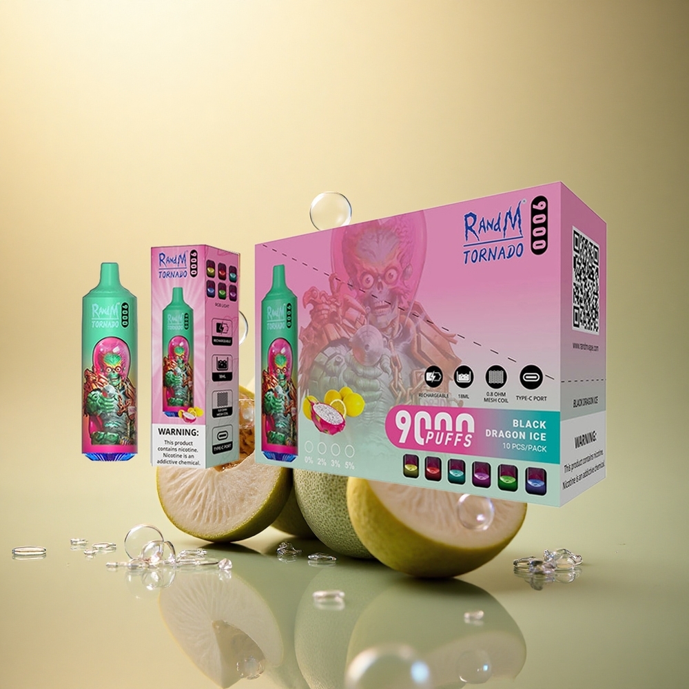 RandM Fumot Tornado 9000 Puffs כחול רז קוש עם סוללה 850 mAh וסליל רשת