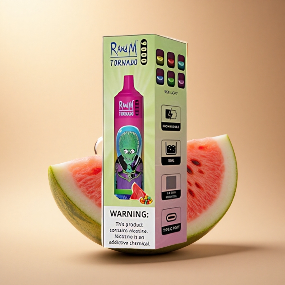 RandM Fumot Tornado 9000 Puffs מסטיק אבטיח עם סוללה 850 mAh וסליל מש