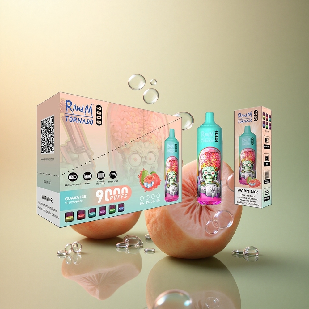 RandM Fumot Tornado 9000 Puffs כחול חמוץ פטל עם סוללה 850 mAh וסליל מש