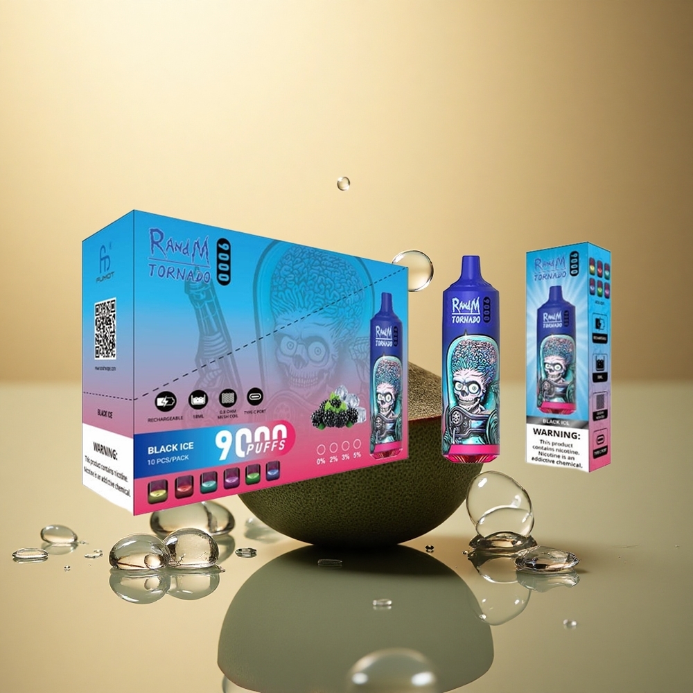 RandM Fumot Tornado 9000 Puffs קרח שחור 850mAh סליל רשת 18mL