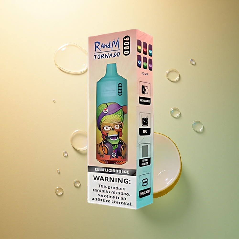 RandM Fumot Tornado 9000 Puffs בלוליסיאוס קרח עם סליל משי ותצוגת RGB