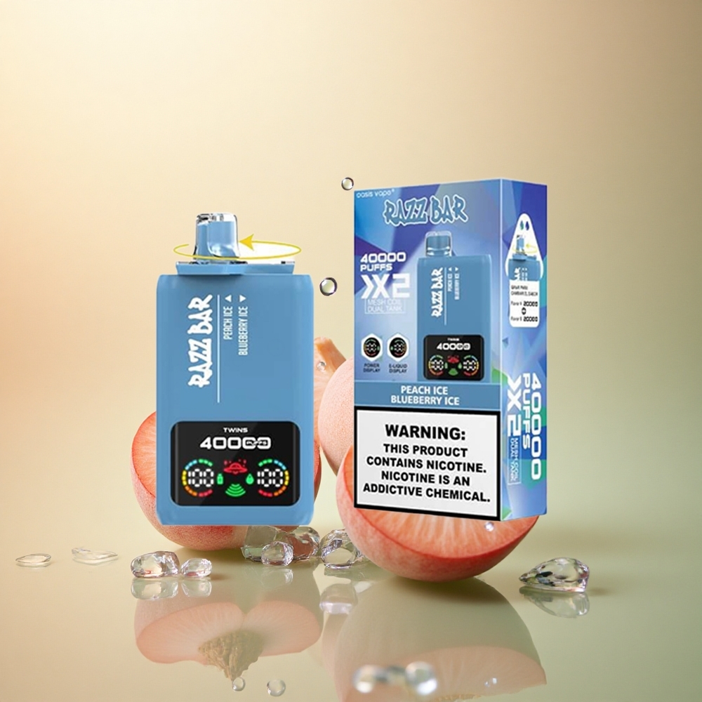 Razz Bar 40000 Puffs ענב קרח - אפרסק קרח עם 650mAh ותכולת ניקוטין 2%