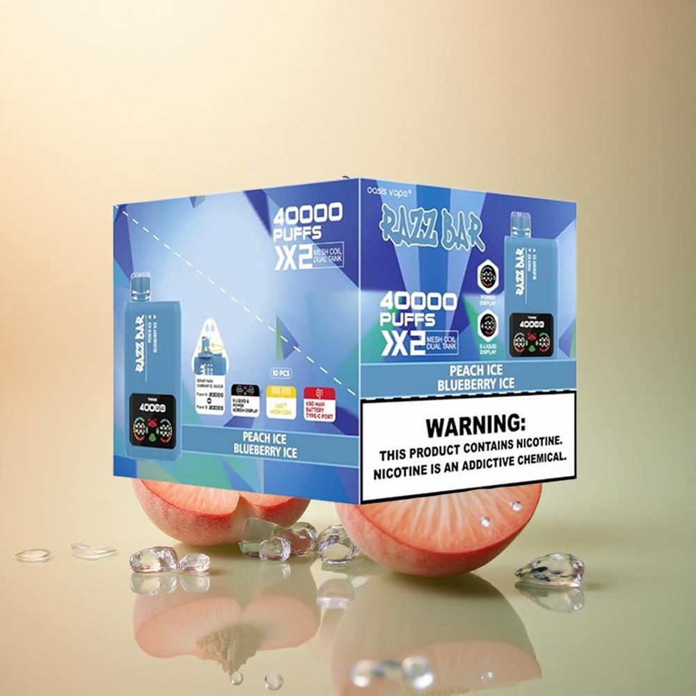 Razz Bar 40000 Puffs ענב קרח - אפרסק קרח עם 650mAh ותכולת ניקוטין 2%