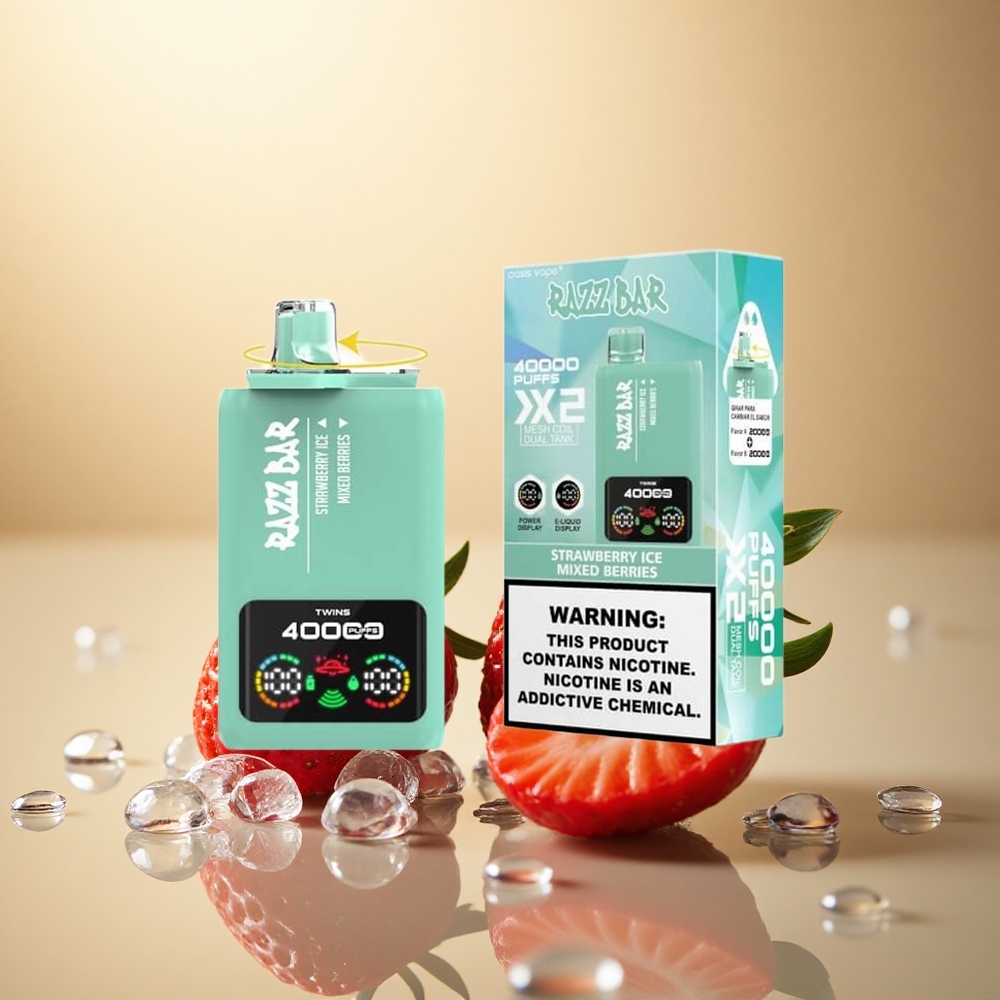 Razz Bar 40000 Puffs תות שדה מעורב עם פירות יער - סוללה 650mAh תוכן ניקוטין 2%