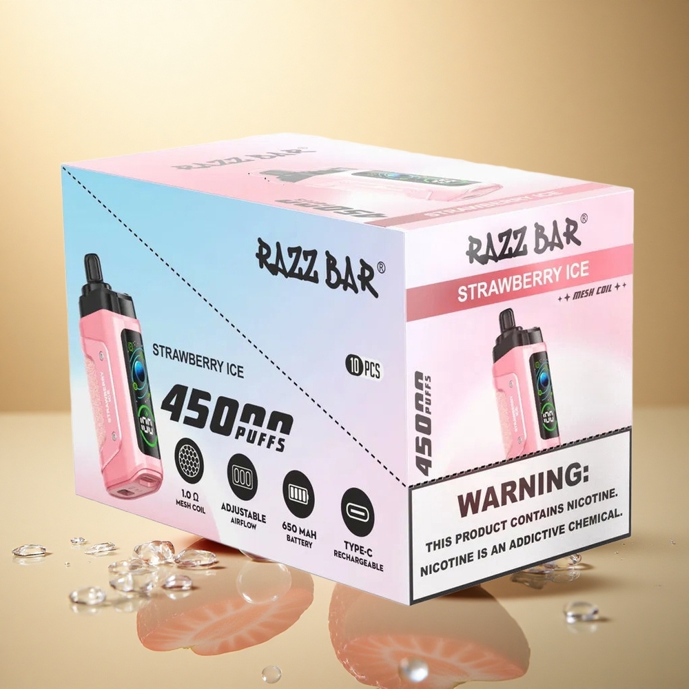 Razz Bar 45000 Puffs תות חמוציות קרח עם סליל משוט 1.0 אוהם וניקוטין 20 מג/מל