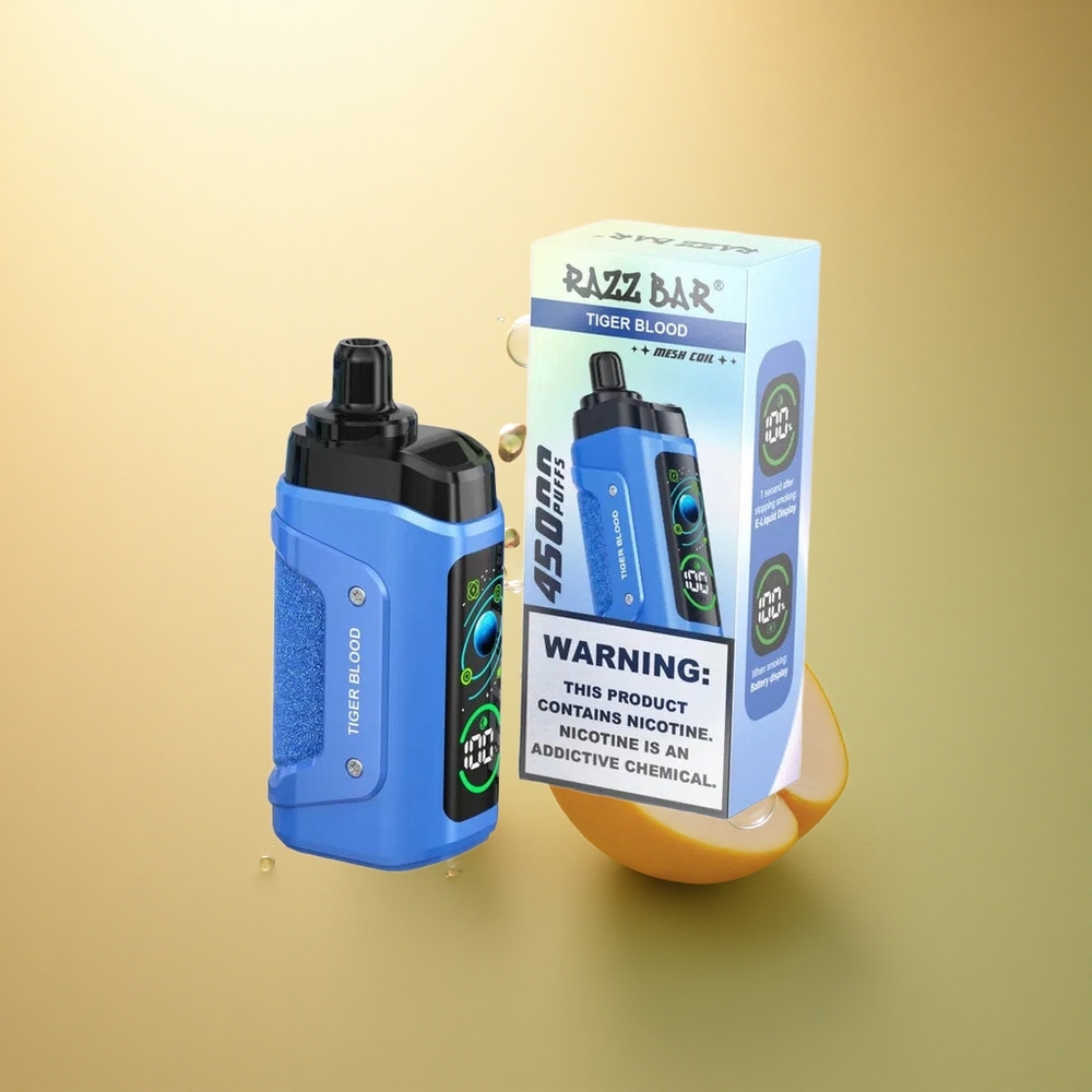 Razz Bar 45000 Puffs דם הנמר עם סליל משי 1.0 אוהם וניקוטין 20 מג/מל