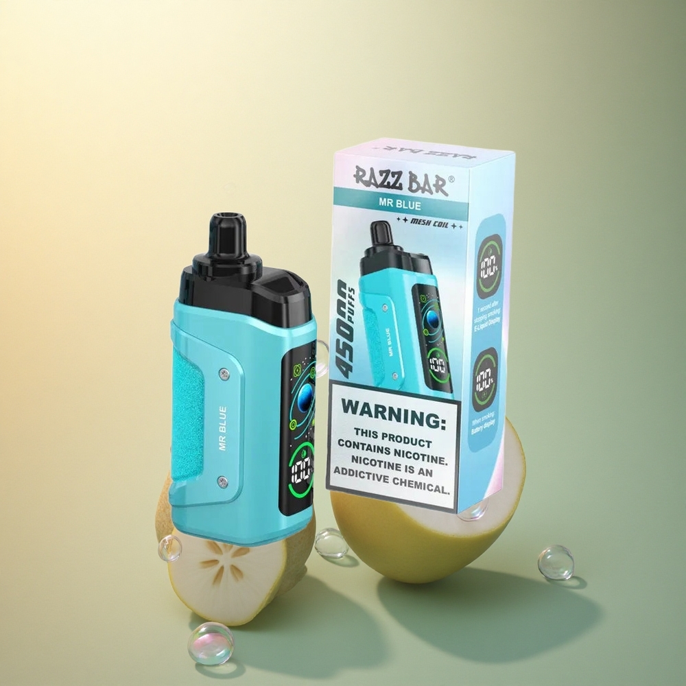 Razz Bar 45000 Puffs מיסטר בלו 1.0 אוהם סוללה 650 מיליאמפר שעה