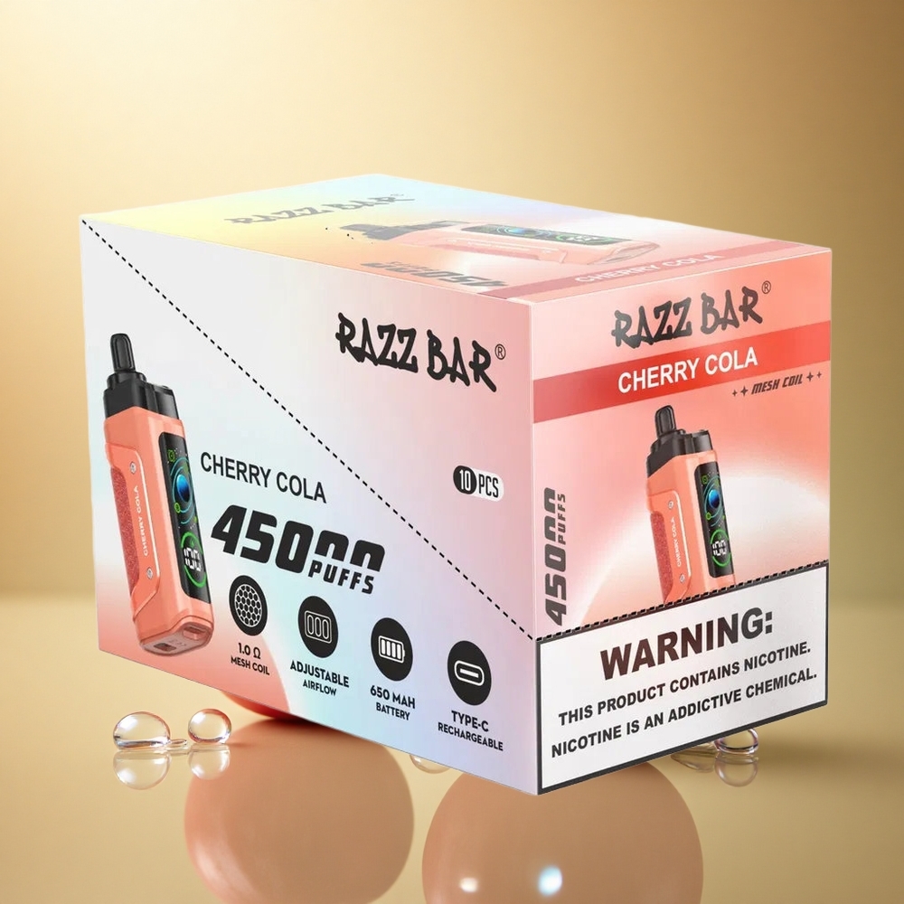 Razz Bar 45000 Puffs קולה דובדבן סליל משי 1.0 אוהם סוללת 650 mAh