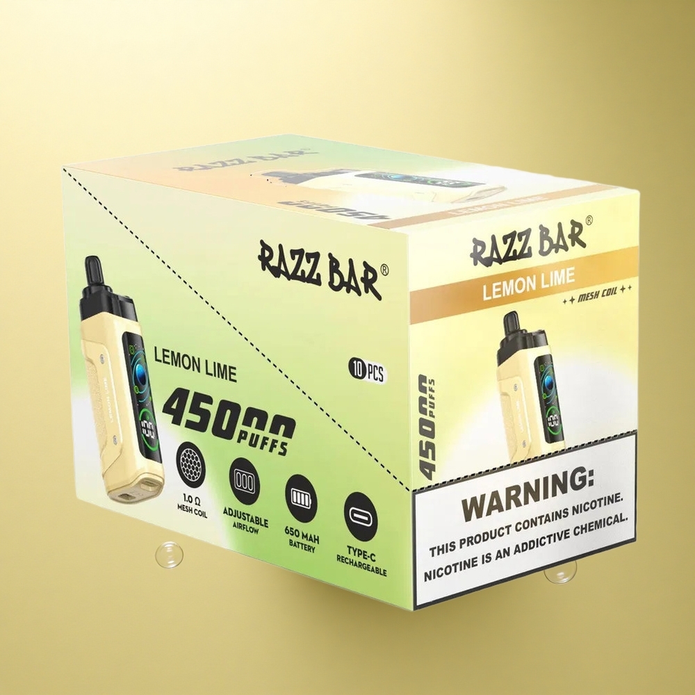 Razz Bar 45000 Puffs לימון ליים סליל 1.0 אוהם סוללה 650 mAh