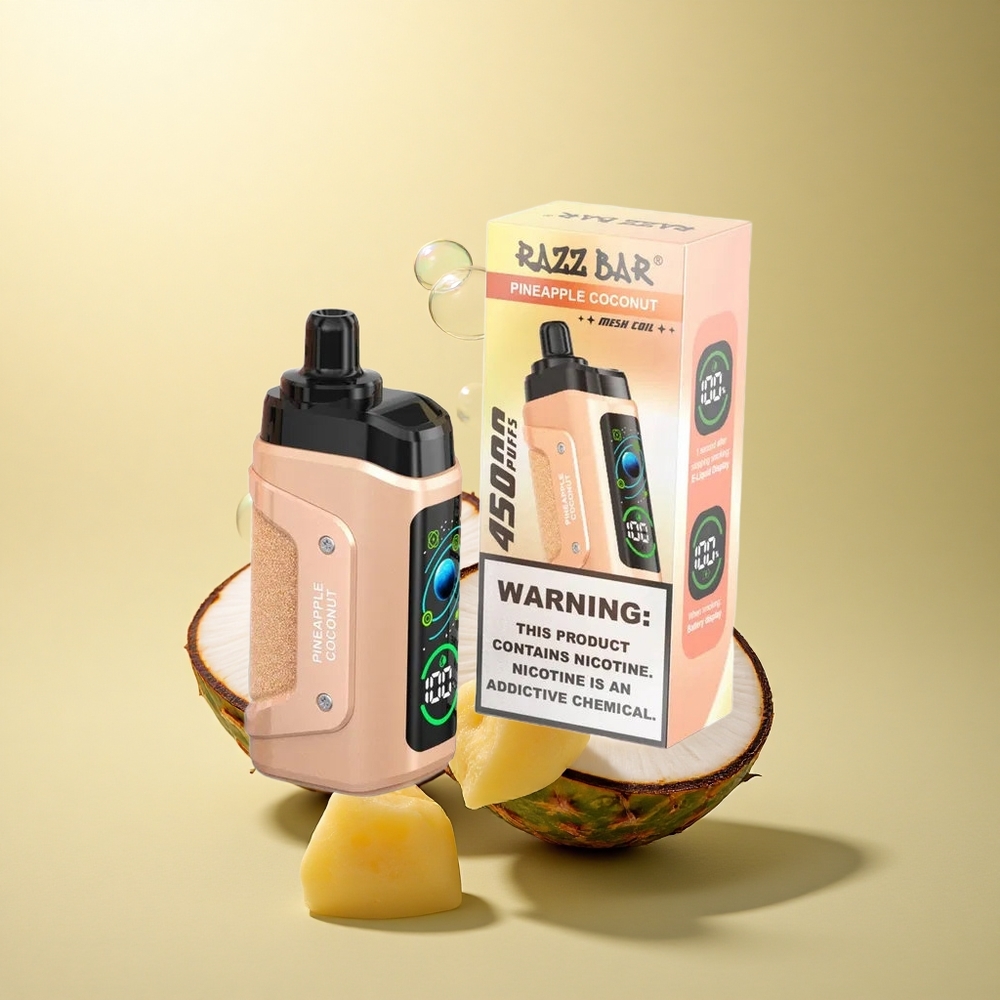 Razz Bar 45000 Puffs אננס קוקוס עם סליל רשת 1.0 אוהם ומצבר 650 mAh