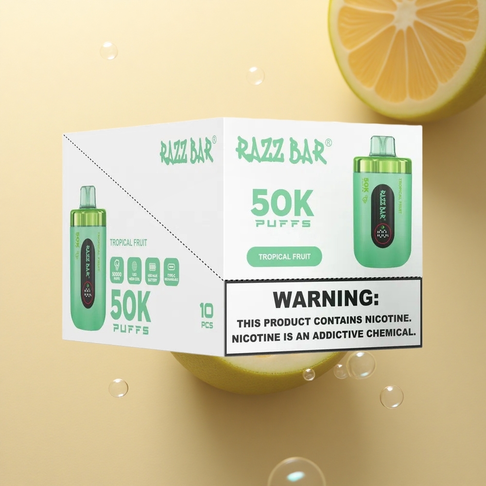 Razz Bar 50K Puffs טרופיקל פירות עם סליל מש 1.0 אוהם ו-650 mAh
