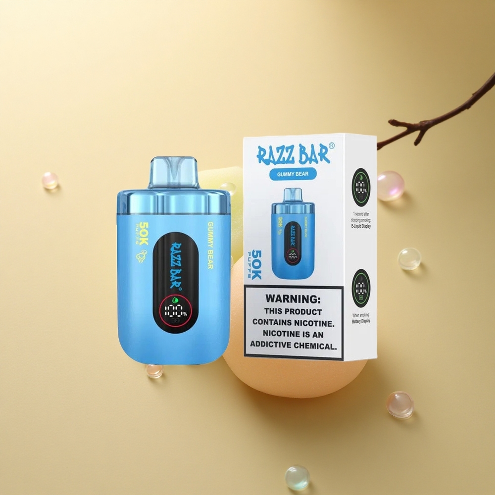Razz Bar 50K Puffs דובי גומי עם סליל מש 1.0 אוהם ו-650 mAh