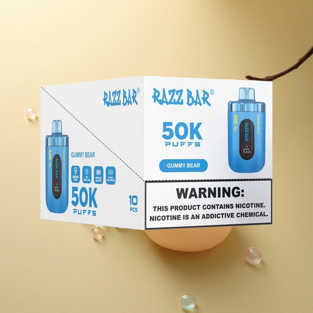 Razz Bar 50K Puffs דובי גומי עם סליל מש 1.0 אוהם ו-650 mAh