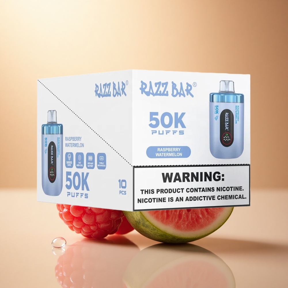 Razz Bar 50K Puffs אבטיח פטל 2% ניקוטין סוללה 650mAh