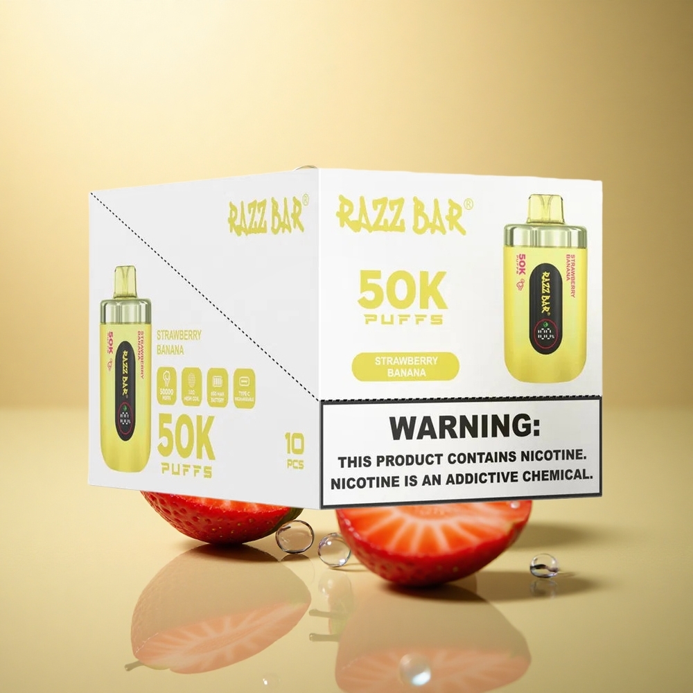 Razz Bar 50K Puffs תות בננה 650mAh סליל רשת 1.0 אוהם
